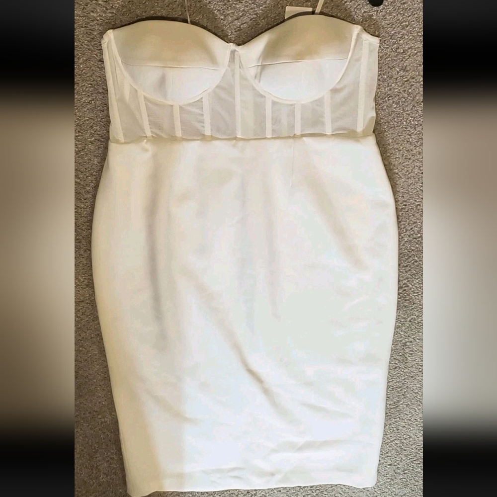 Bridal by ELOQUII Sheer Bodice Structured Dress White Size 16 NWT Strapless - Picture 4 of 9